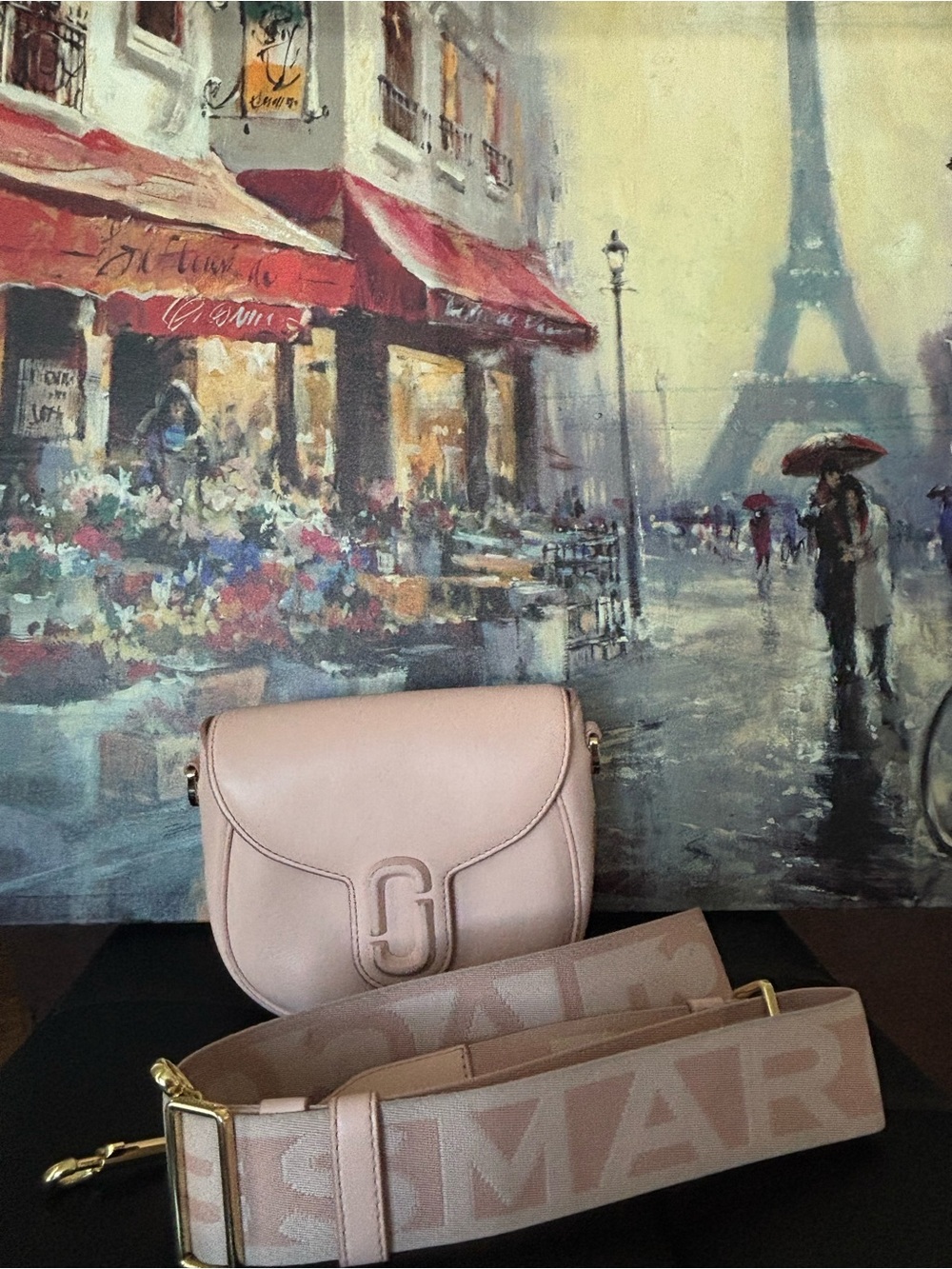 Marc Jacobs Blush Pink Leather Saddle Crossbody with Branded Strap